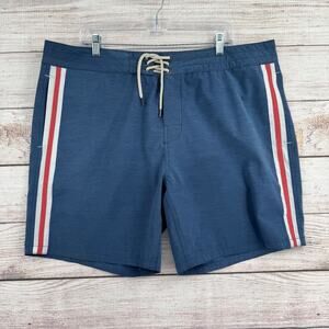 Faherty Retro Surf Strip Board Shorts Men's Size 40 Blue/Red/White